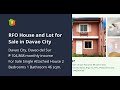 RFO House and Lot for Sale in Davao City