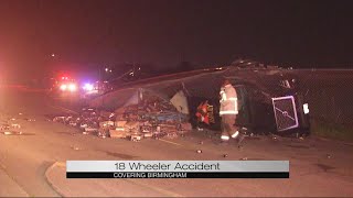 Overturned 18-wheeler