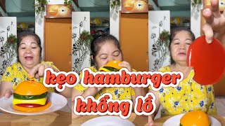 Lần đầu mẹ thử kẹo dẻo Hmburger siêu to khổng lồ