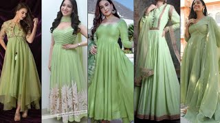 Trending Pista Green Colour Dresses Idea's||Pista Colour Dress Designs