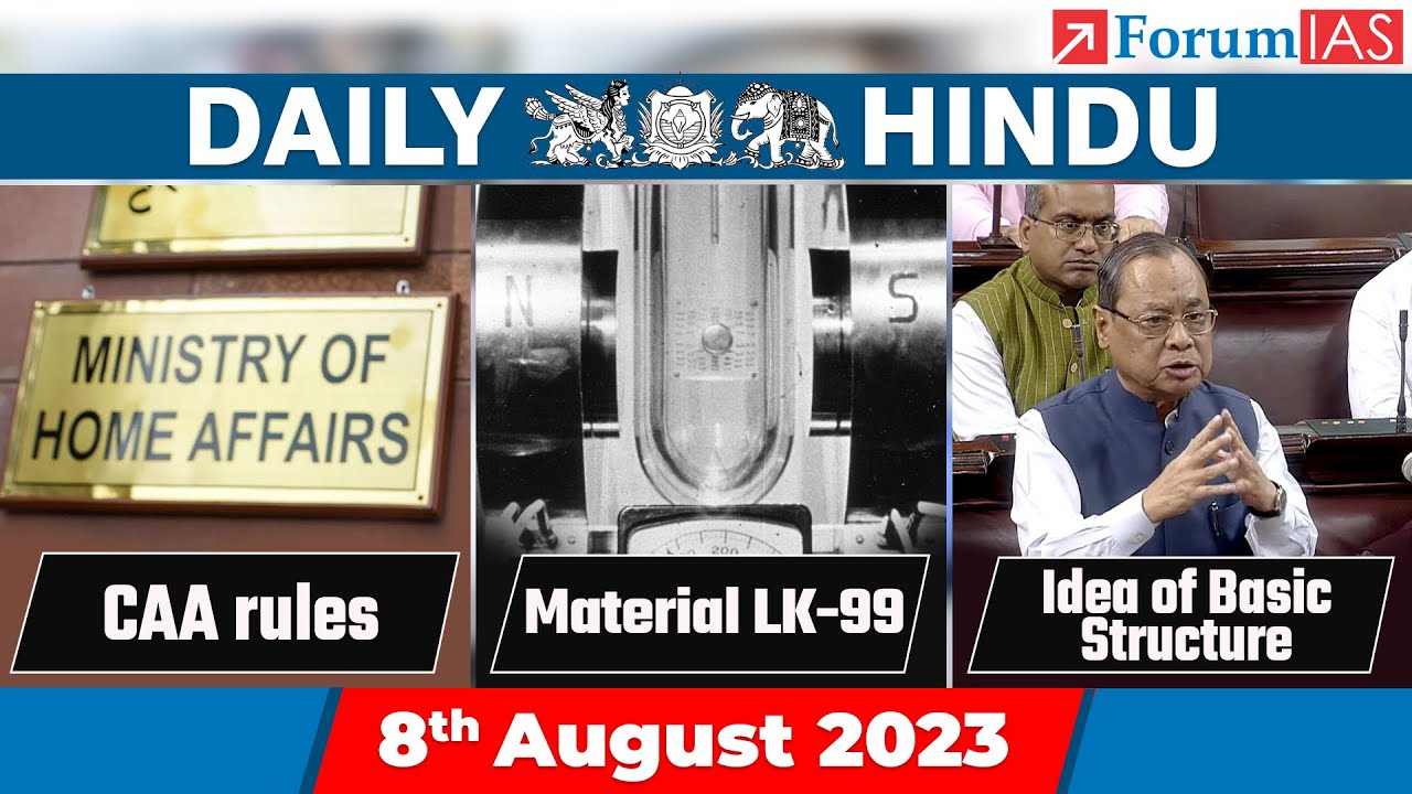 Daily Hindu News Analysis 8 August 2023 Daily Hindu Upsc Current