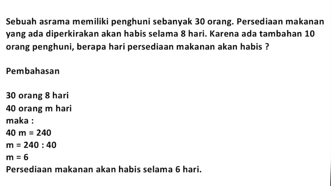 Contoh Soal Pembahasan Perbandingan Senilai Dan Berbalik Nilai | My XXX ...