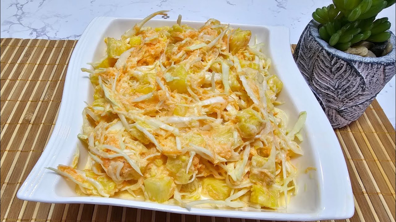 ENSALADA DE REPOLLO Y PIÑA RIQUISIMA CON ADEREZO ESPECIAL - YouTube