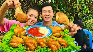 Làm Đùi Gà Lắc Bột Chiên Giòn.Hai Vợ Chồng Ăn Hết Mâm Đùi Gà Khổng Lồ