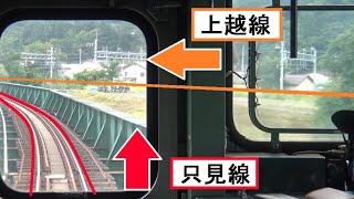 上越線と合流する只見線の終端区間となる藪神駅～小出駅間を走行するキハ40系の前面展望