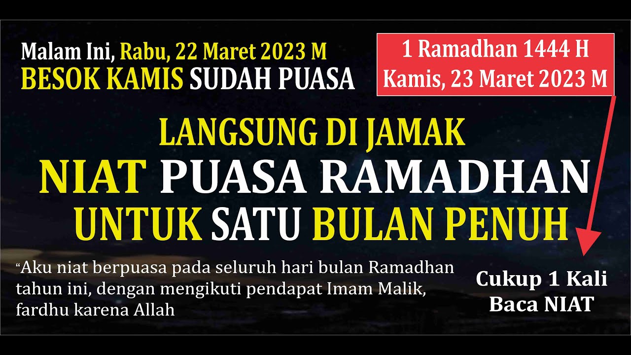 BESOK PUASA, MALAM INI BACA NIAT PUASA RAMADHAN SEBULAN PENUH, CUKUP ...