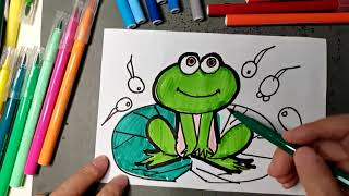 【每日十分钟美术课】儿童简笔画：小青蛙 | Kids drawing