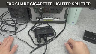 eXc SHARE cigarette lighter splitter - testing 100W load using Goal Zero 400 + car fridge + kettle