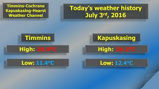 Wed July 3rd, 2019 Today's weather history