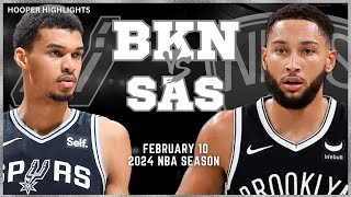 San Antonio Spurs vs Brooklyn Nets  Game Highlights | Feb 10 | 2024 NBA Season