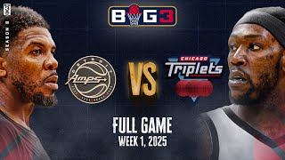 Iso-Joe Johnson takes over! | 2025 BIG3 Week 1 Full Game | Detroit Amps vs. Chicago Triplets