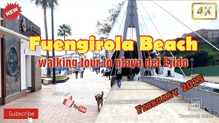 Fuengirola Beach to Playa del Ejido | cloudy day Walking tour | February 2025 | Malaga | Spain | 4K