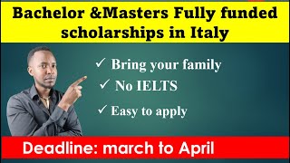 Fully Funded Scholarship In Italy in 2024/ Bachelors & masters : (Study In Italy Without IELTS )