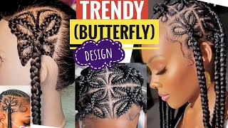 How To Do A Butterfly Braid Design For Box Braids || Butterfly design on hair