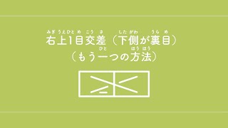 右上1目交差（下側が裏目）（もう一つの方法）　【棒針編み／編み物】