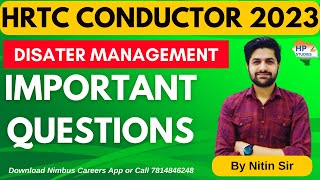 HRTC Conductor 2023 | Disaster management | Important Questions | HP Studies