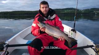 Big trout 4,7kg trolling lake Mjøsa, Norway