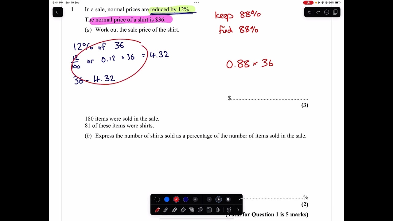 GCSE IGCSE Edexcel Maths Mathematics Reduction Expressing An Amount As ...