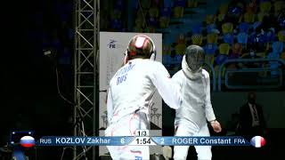 2021 226 Junior T04 02 M F Individual Cairo EGY WCH PODIUM KOZLOV RUS vs ROGER FRA