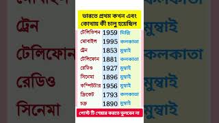 ভারতের প্রথম কখন এবং কোথায় কি চালু হয়েছিল #fypシ゚vir #gk #india #tending #view #shorts #viralvideo