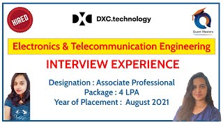 DXC Technology Interview Experience - August 2021 | EnTC Student | Dsgn : Associate Professional