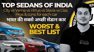 Top 5 sedan cars | 2025 updated list Honda city Virtus Slavia and Verna #autocritic