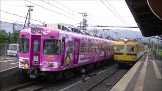 一畑電車2100系2104Fしまねっこ号\u00263000系3007F @大津町駅