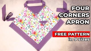 DIY Four Corners Apron with FREE pattern in 9 sizes