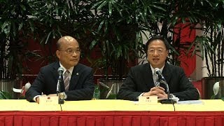 行政院長江宜樺接見民進黨主席蘇貞昌等一行會後記者會