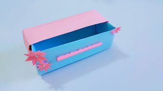 How to make a paper pencil box |  DIY paper pencil box idea | Easy Origami box tutorial | Oragami |