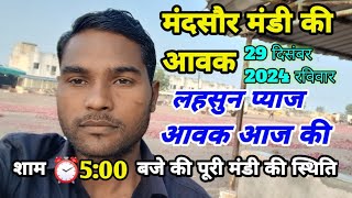 29 दिसंबर 2024 आज शाम की आवक लहसुन प्याज की मंदसौर मंडी। Mandsaur Mandi