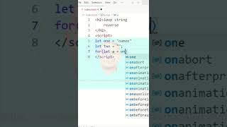 JavaScript Tutorial for Beginners / JavaScript learn / reverse string loop tag