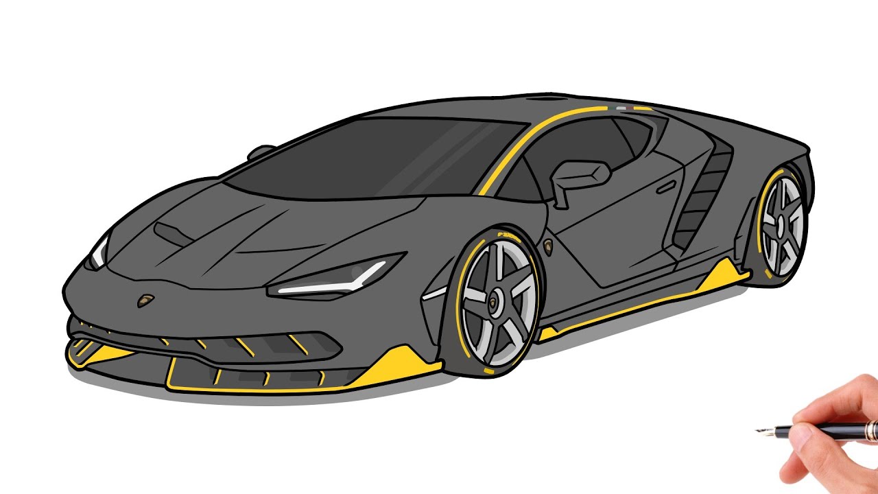 How To Draw A LAMBORGHINI CENTENARIO 2016 / Drawing Lambo Lp770-4 2017 ...