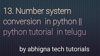 13. Number system conversation in python
