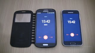 Double Ringing alarms at the Same Time Samsung Galaxy S4 black cover+S5 mini