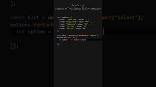 JavaScript · Adding HTML Select Element Dynamically