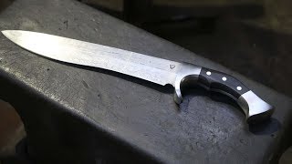 Forging a pattern welded Seax Bowie part 2, making the handle.