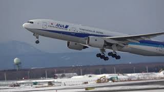 [4K] 新千歳空港 生コンポイント ANA Boeing 777-200 JA715A Takeoff