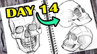 DAY 14: drawing a skull every day for 30 days art challenge Simplifying the skill