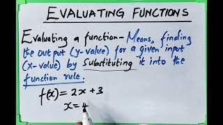 GED MATHS PREP TEST- EVALUATING FUNCTIONS...SUBSTITUTING X VALUES IN A FUNCTION RULE TO OBTAIN Y