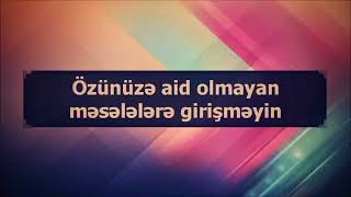 #325 Özünüzə aid olmayan məsələlərə girişməyin ¦¦  Veysəl [Veysel Orucov]