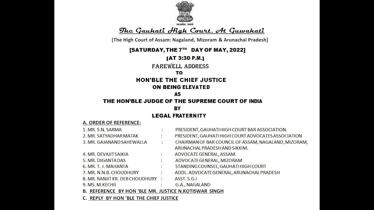 Farewell Address To Hon’ble Mr. Justice Sudhanshu Dhulia, Chief Justice ...