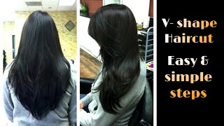 V- Shape Haircut| Step by step| RS Salon| Easy steps| #haircut #longhair