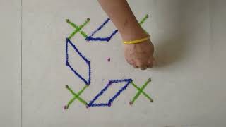 Easy rangoli design 5*5 dots/ಸರಳ/ಸುಂದರ/ಸುಲಭ ರಂಗೋಲಿ