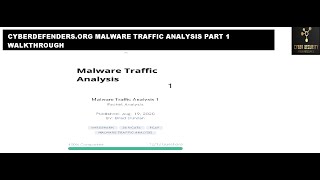 Cyberdefenders.org Malware Traffic Analysis 1 CTF Walkthrough