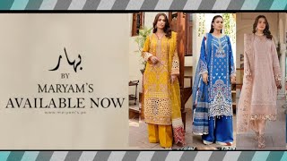 Bahaar By Maryam's Luxury  Unstitched  embroidered Summer  lawn collection 2023!