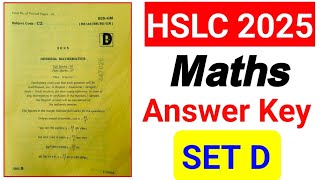 HSLC Exam 2025 Maths Question Paper Solution/Assam HSLC Exam 2025 Mathematics Question Paper D SET