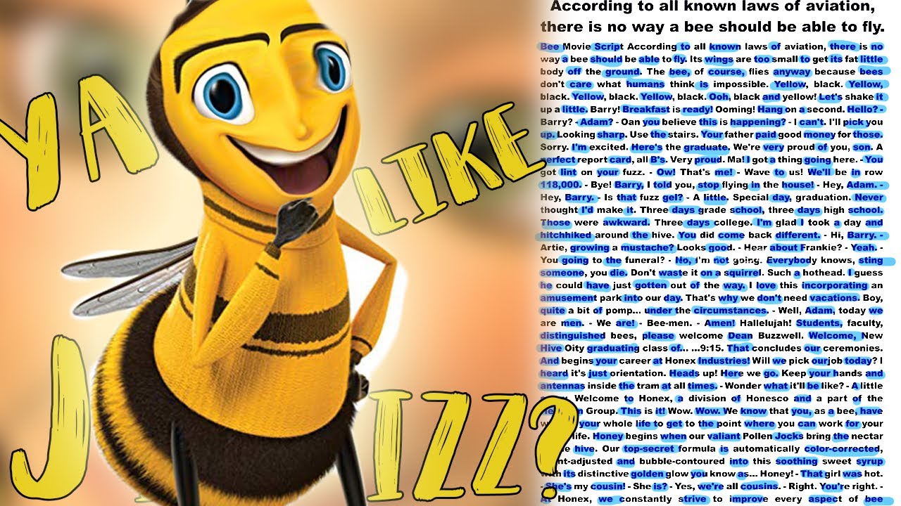 Reading Entire Bee Movie Script But I Skip Every Second Word - YouTube