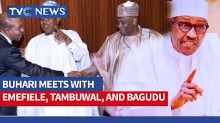 Pres. Buhari Meets Emefiele, Tambuwal, Bagudu Over Naira Scarcity