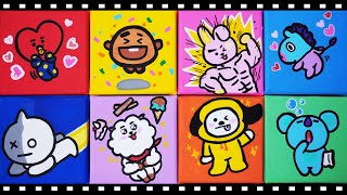 BT21 Canvas Painting with POSCA Paint Marker Pens Series